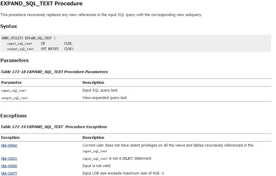 dbms_utility.expand_sql_text